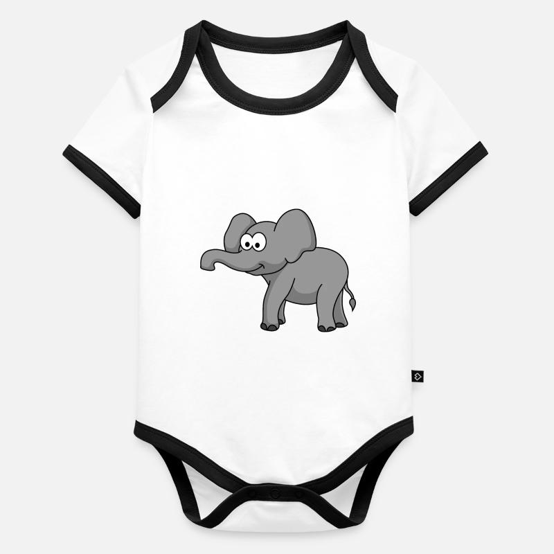 Bande dessinée d’éléphant Body Bébé bio contrasté manches courtes