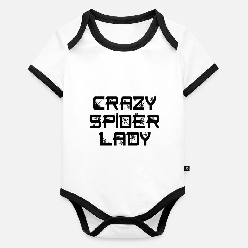 Drôle Crazy Spider Lady Pet Spider Propriétaire Body Bébé bio contrasté manches courtes