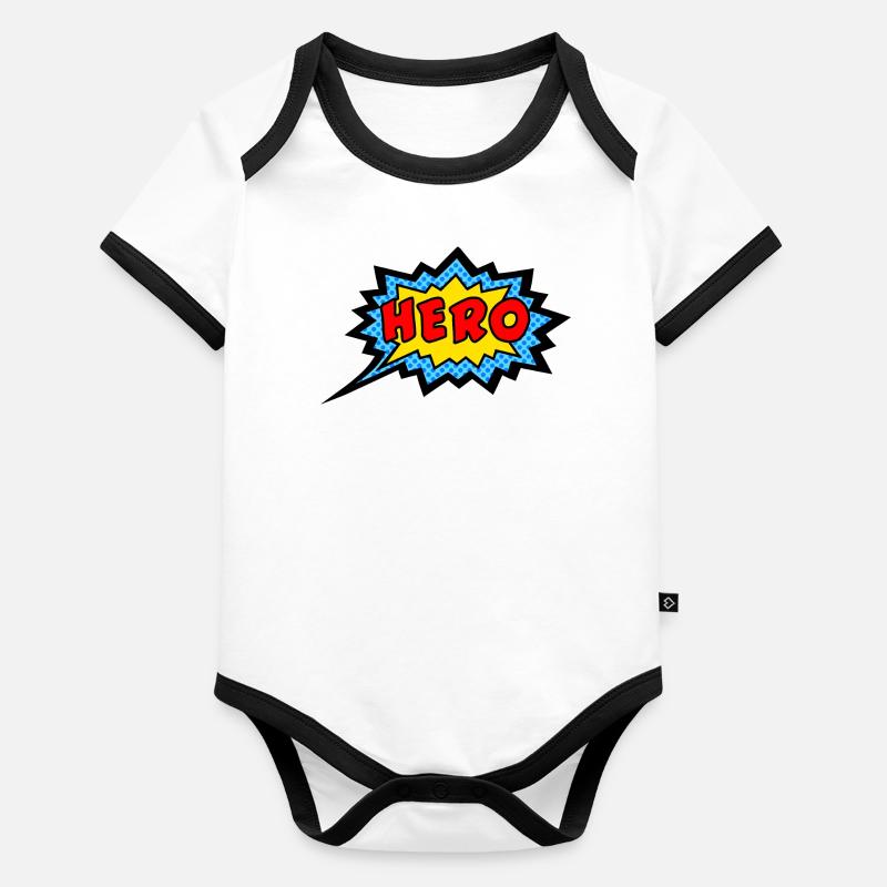 Comic, Hero, Speech Bubble, Superhero, Cartoon Body Bébé bio contrasté manches courtes