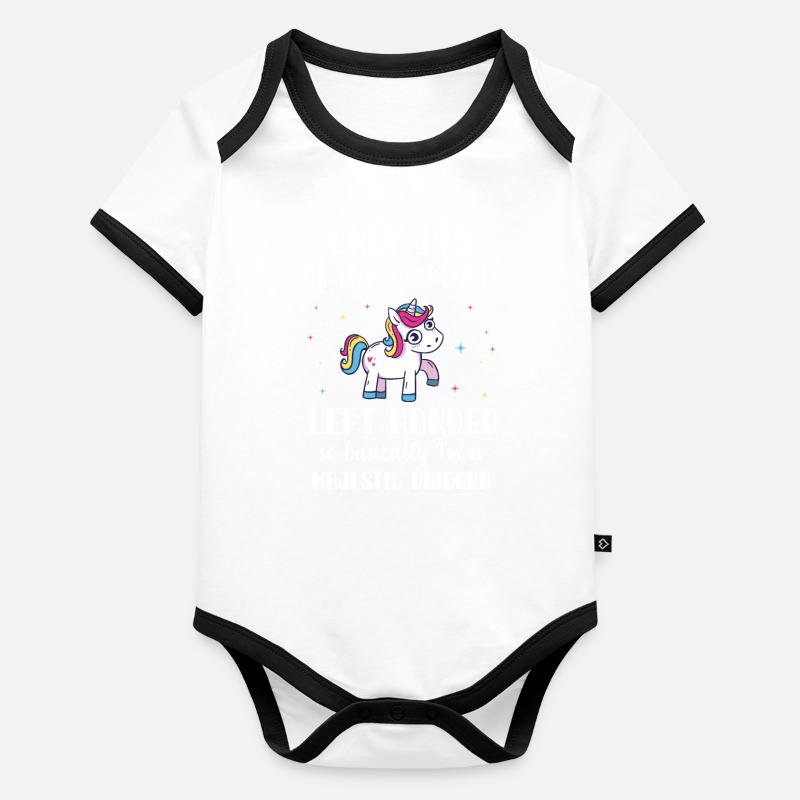 Linkshänder Einhorn Baby Bio-Kurzarm-Kontrastbody