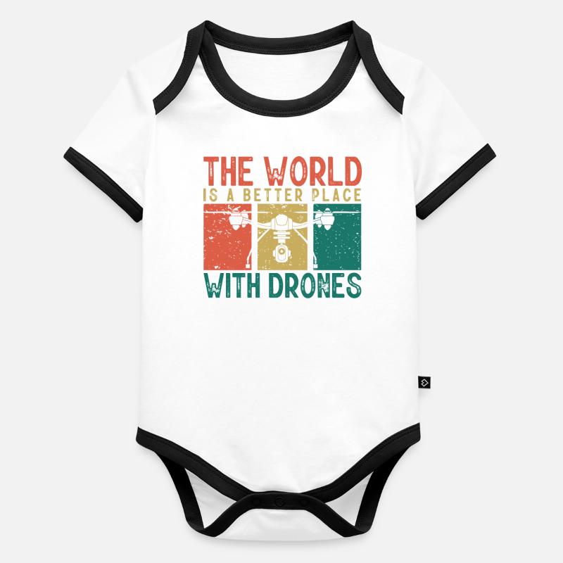 Drone volant, drones aériens, multicoptères, drones Body Bébé bio contrasté manches courtes