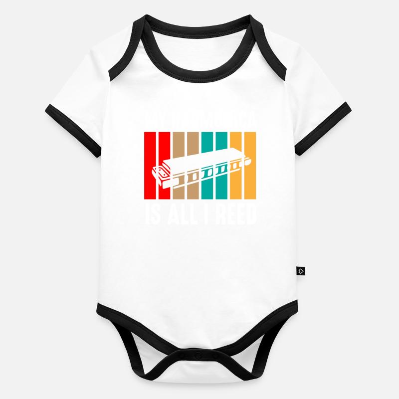Harmonica player, Harmonica music Organic Baby Contrasting Bodysuit