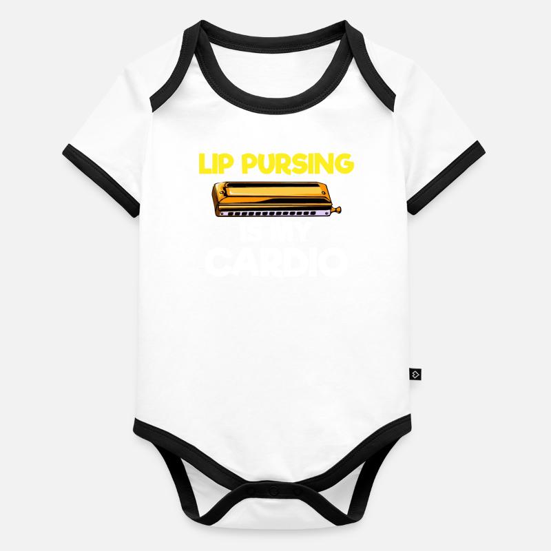 Harmonica player, Harmonica music Organic Baby Contrasting Bodysuit