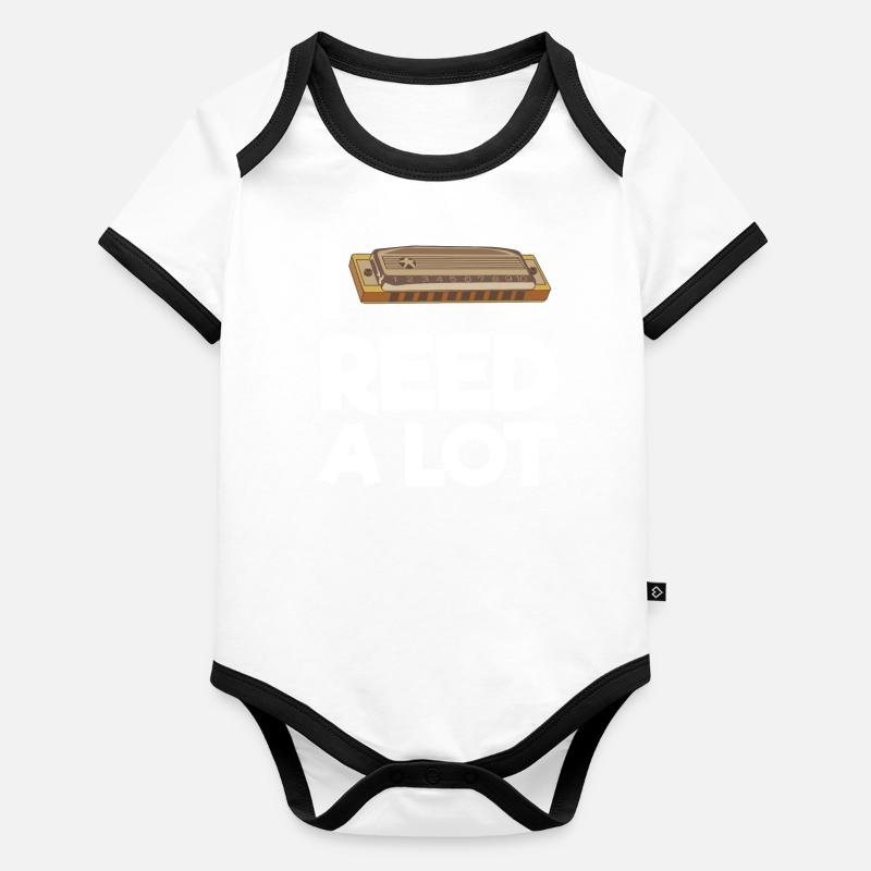 Harmonica player, Harmonica music Organic Baby Contrasting Bodysuit