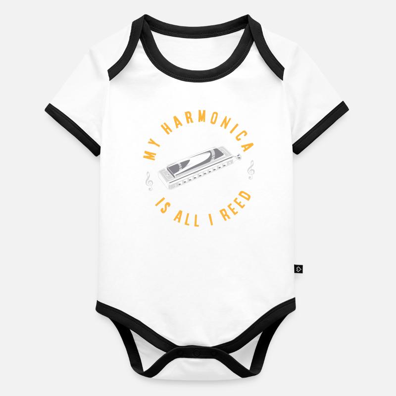 Harmonica player, Unny harmonica Organic Baby Contrasting Bodysuit