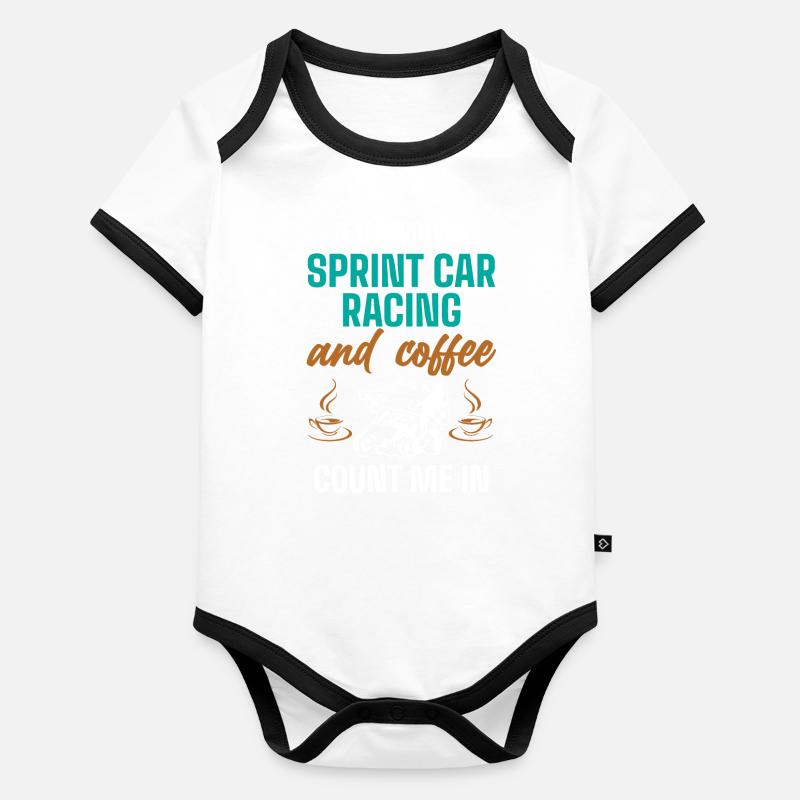 Courses de voitures de sprint, voitures de sprint, courses sur piste de terre Body Bébé bio contrasté manches courtes