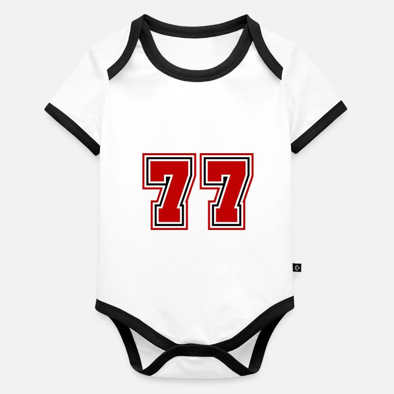 77 Symbole numérique Body Bébé bio contrasté manches courtes