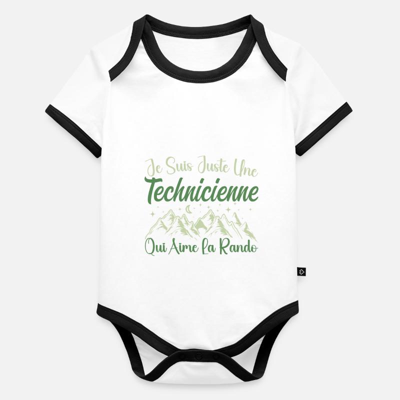 Technicienne aventurier passionnée de Randonnée Body Bébé bio contrasté manches courtes