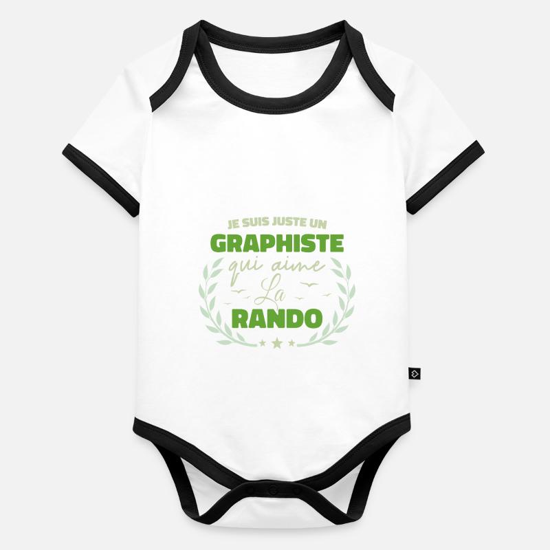 Fier d’être Graphiste et Passionné de la Randonnée Body Bébé bio contrasté manches courtes