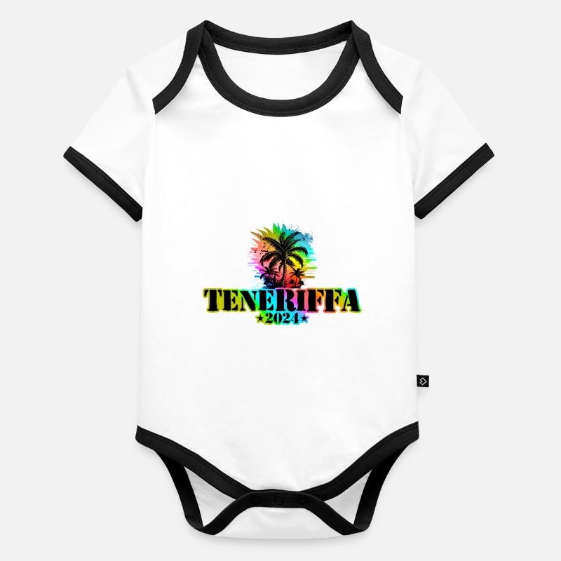 Teneriffa 2024 Urlaub Bunt Baby Bio-Kurzarm-Kontrastbody