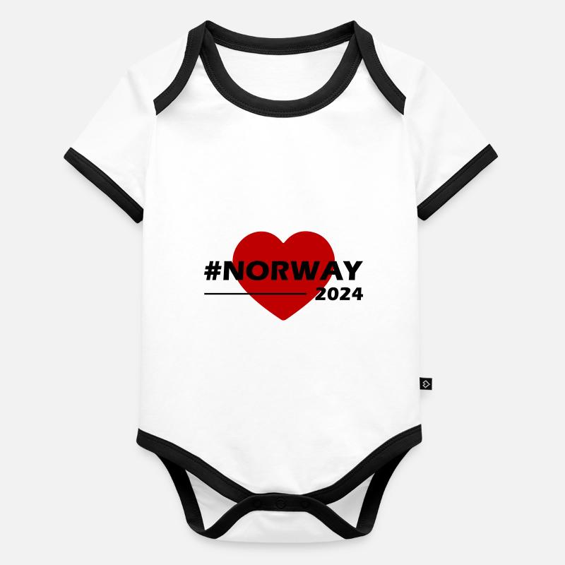 Norwegen 2024 Herz Liebe Baby Bio-Kurzarm-Kontrastbody