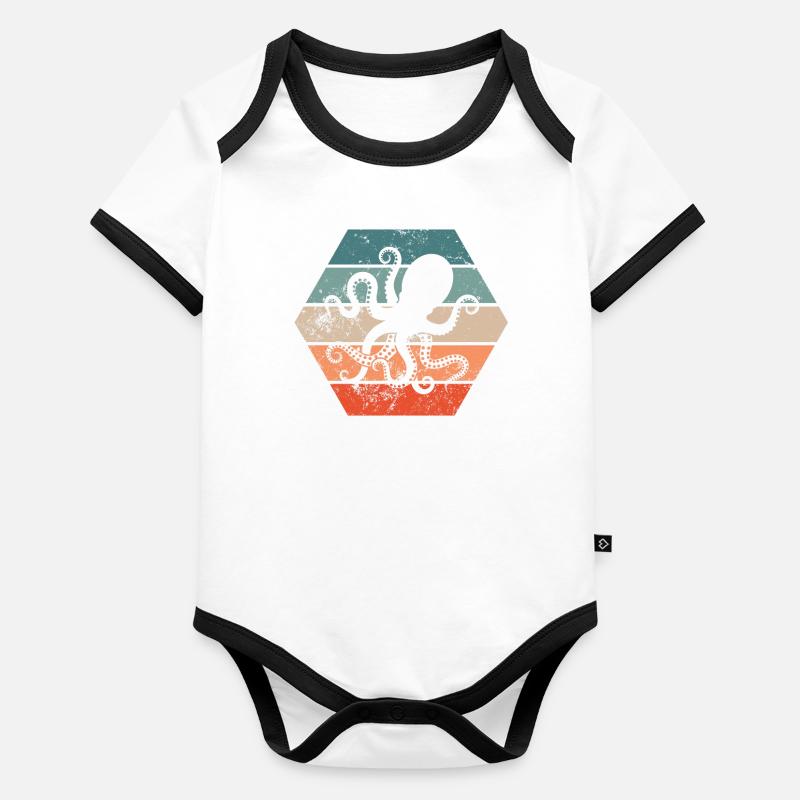 Pieuvres de calmar rétro cadeau Body Bébé bio contrasté manches courtes