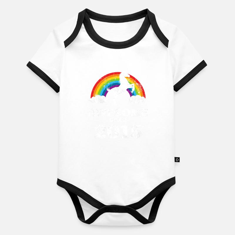 Millésime 2015 Anniversaire Body Bébé bio contrasté manches courtes