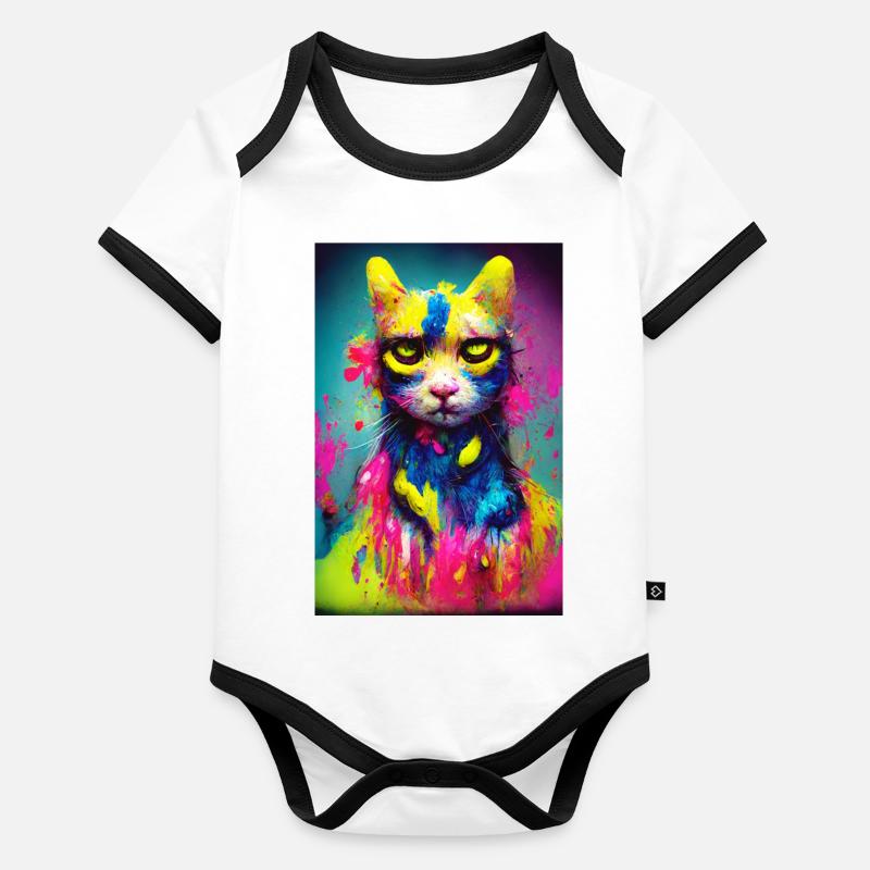 Couleurs néon de chat Body Bébé bio contrasté manches courtes