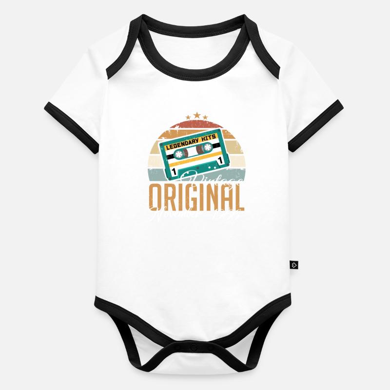 Born in November 1966 Retro Organic Baby Contrasting Bodysuit