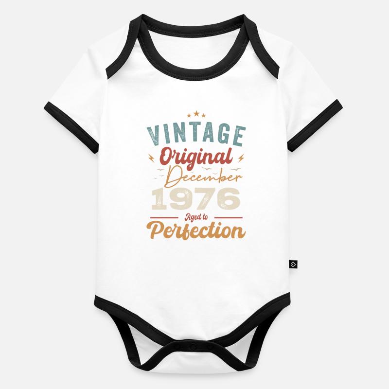 Vintage Geburtstag - Dezember 1976 - Geschenkidee Baby Bio-Kurzarm-Kontrastbody