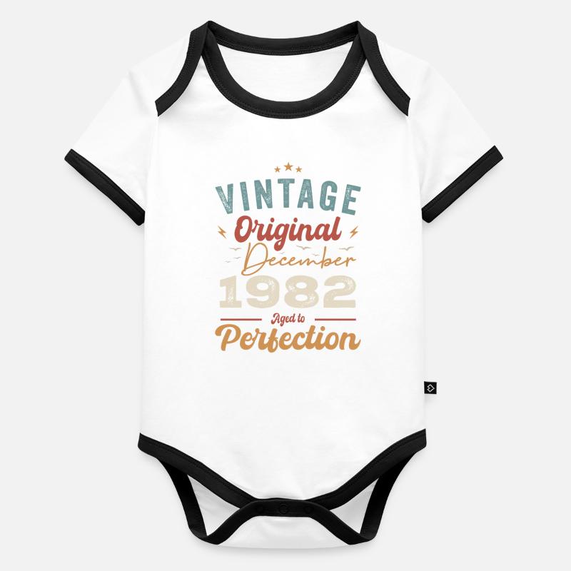 Vintage Geburtstag - Dezember 1982 - Geschenkidee Baby Bio-Kurzarm-Kontrastbody