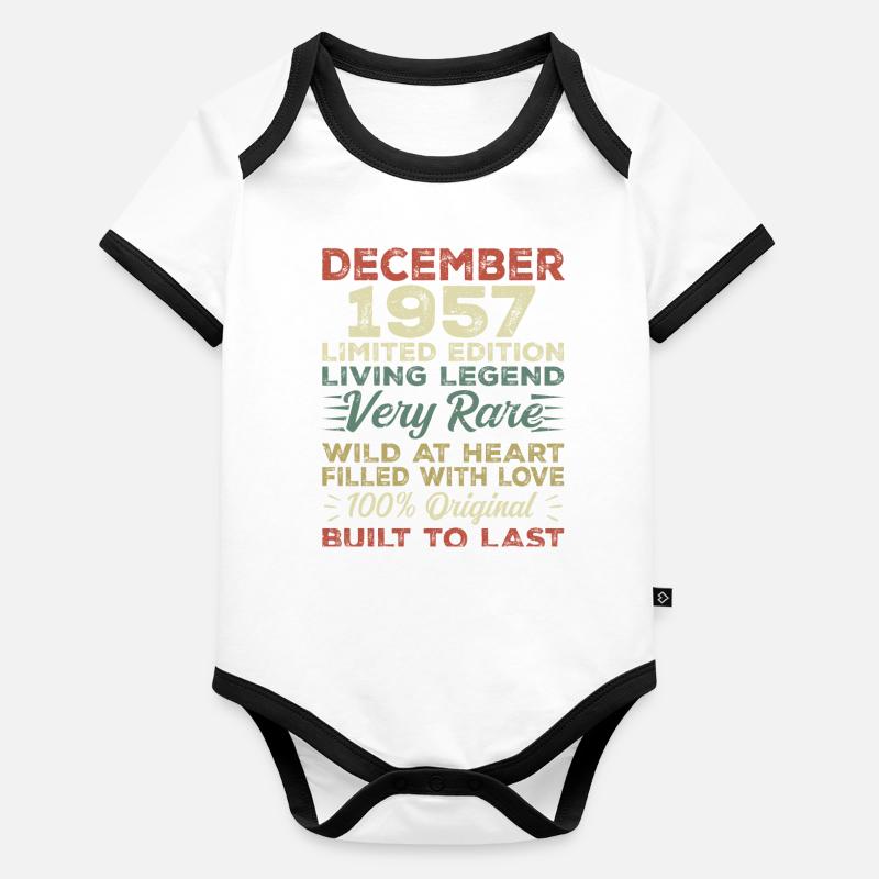 Décembre 1957 - anniversaire Décembre 1957 année Body Bébé bio contrasté manches courtes