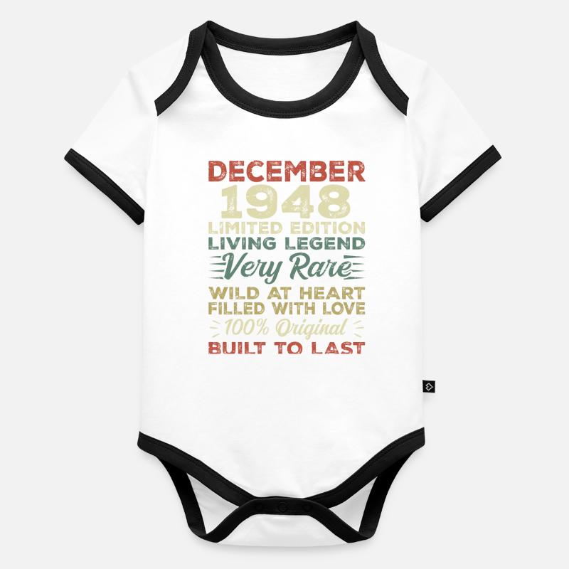 December 1948 - birthday December 1948 year Organic Baby Contrasting Bodysuit