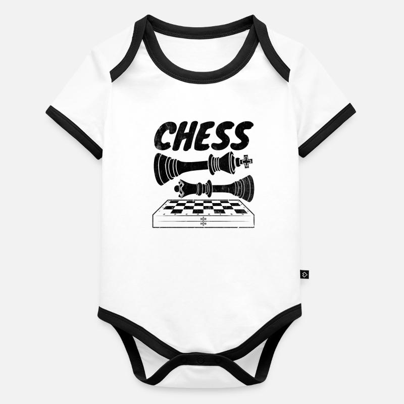 Échecs Échecs Journée mondiale des échecs King Checkers Body Bébé bio contrasté manches courtes