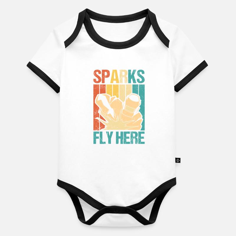 Sparks Fly Here Welding Vintage Welder Retro Organic Baby Contrasting Bodysuit