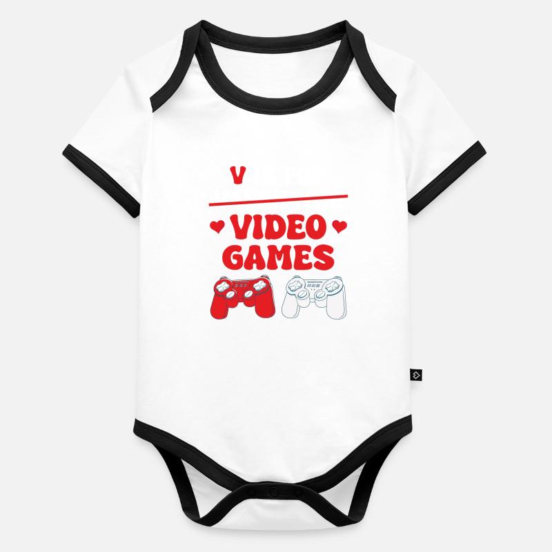 Valentine Video Games Heart For Computer Games Organic Baby Contrasting Bodysuit