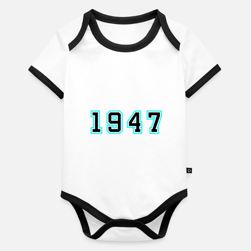 1947 Année Anniversaire Body Bébé bio contrasté manches courtes