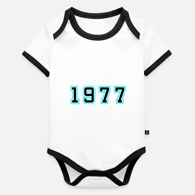 1977 Year Birthday Organic Baby Contrasting Bodysuit