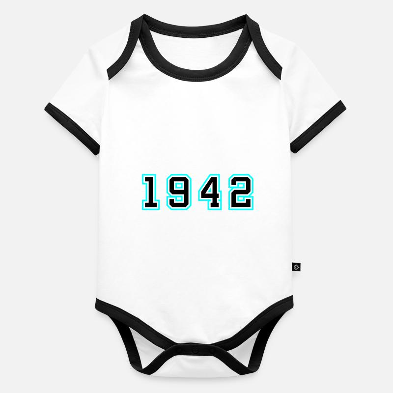 1942 Année Anniversaire Body Bébé bio contrasté manches courtes