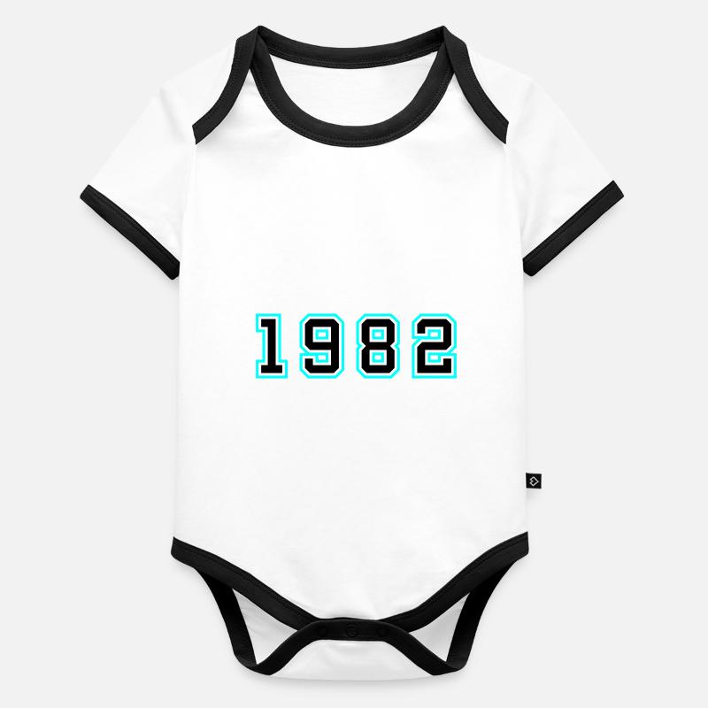 1982 Année Anniversaire Body Bébé bio contrasté manches courtes