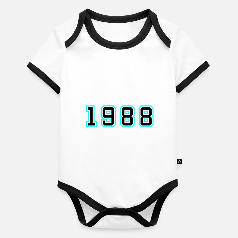 1988 Année Anniversaire Body Bébé bio contrasté manches courtes