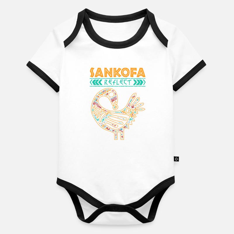 Black History Sankofa African Bird Symbol design Organic Baby Contrasting Bodysuit