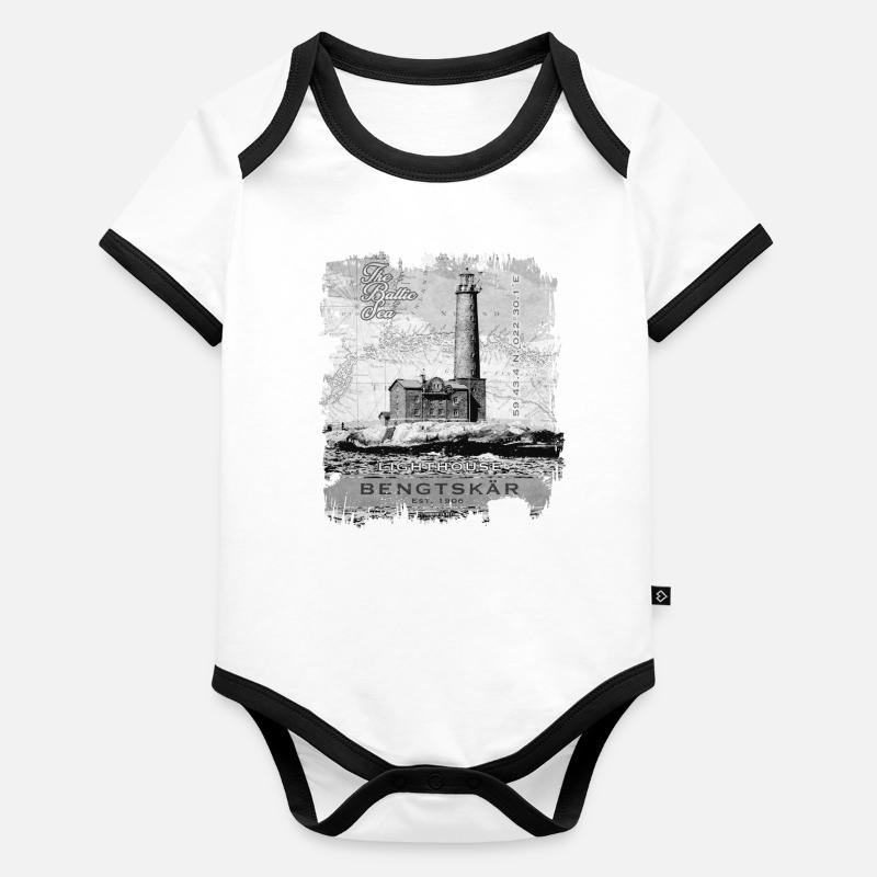 Phare de Bengtskär - Textiles et produits cadeaux Body Bébé bio contrasté manches courtes