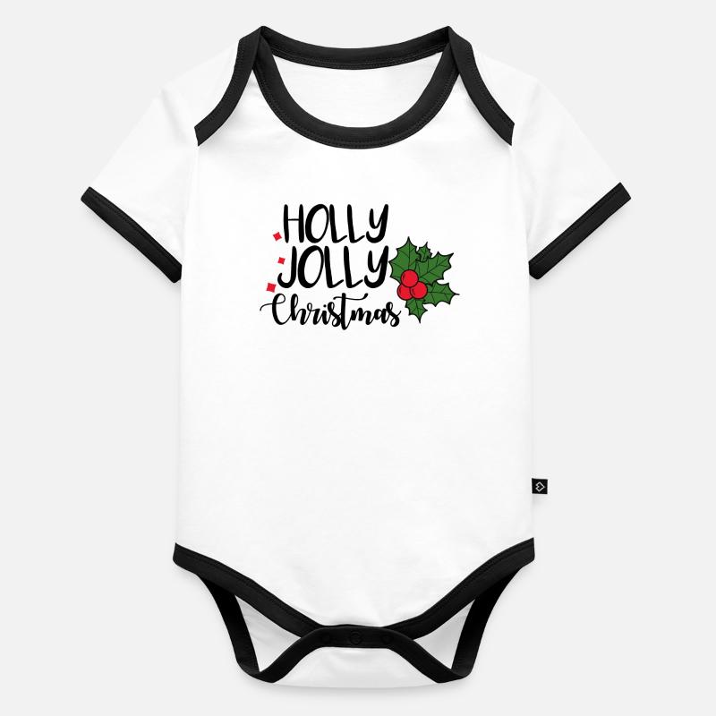 Holly Jolly Noël Body Bébé bio contrasté manches courtes