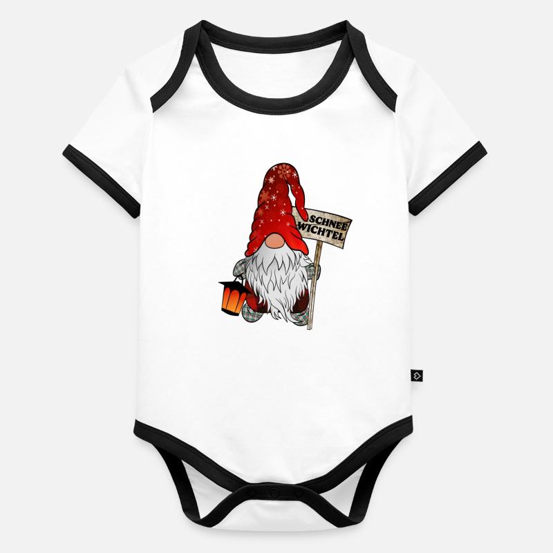 Snow Gnome – Funny Christmas Gnome Organic Baby Contrasting Bodysuit