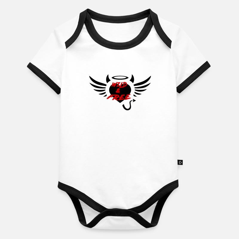 WILD &FREE Inscription Diables et Anges Body Bébé bio contrasté manches courtes