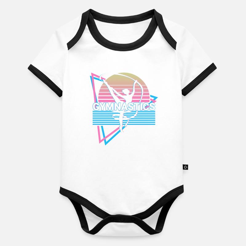Gymnastik Retro Geschenk Baby Bio-Kurzarm-Kontrastbody