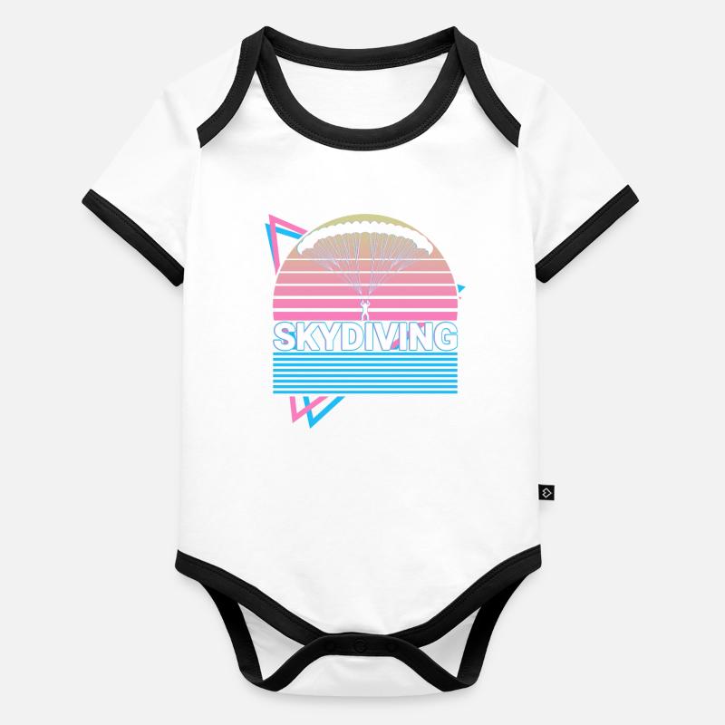 Parachutisme Parachutiste Retro Gesche Body Bébé bio contrasté manches courtes