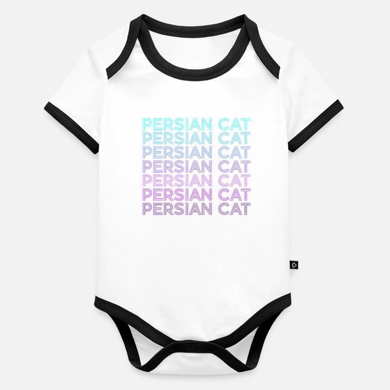 Chat Persan Rétro Body Bébé bio contrasté manches courtes