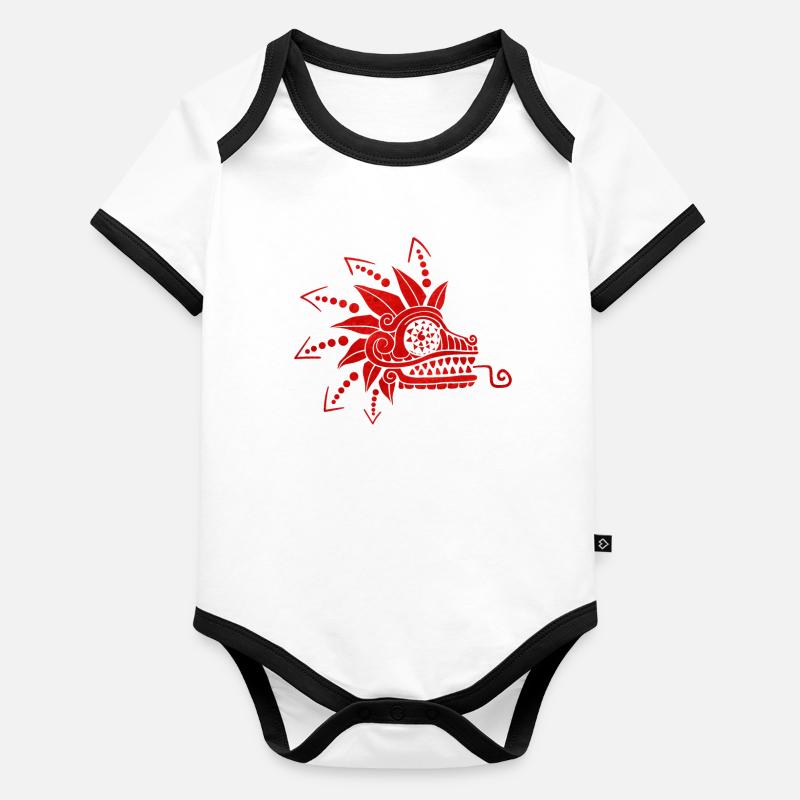 Quetzalcoatl Aztec Maya Feathered Snake Organic Baby Contrasting Bodysuit