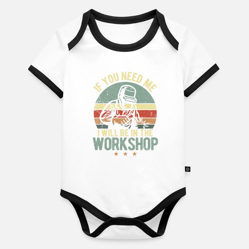 Funny Welder Welding Retro Gift Organic Baby Contrasting Bodysuit
