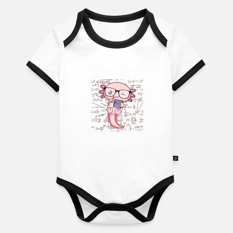 Lustiges Mathe-Kawaii-Axolotl-Geschenk Baby Bio-Kurzarm-Kontrastbody