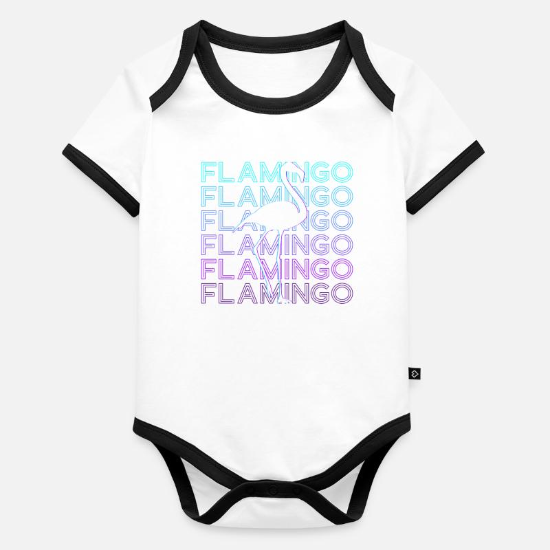 Flamingo Retro Geschenk Baby Bio-Kurzarm-Kontrastbody