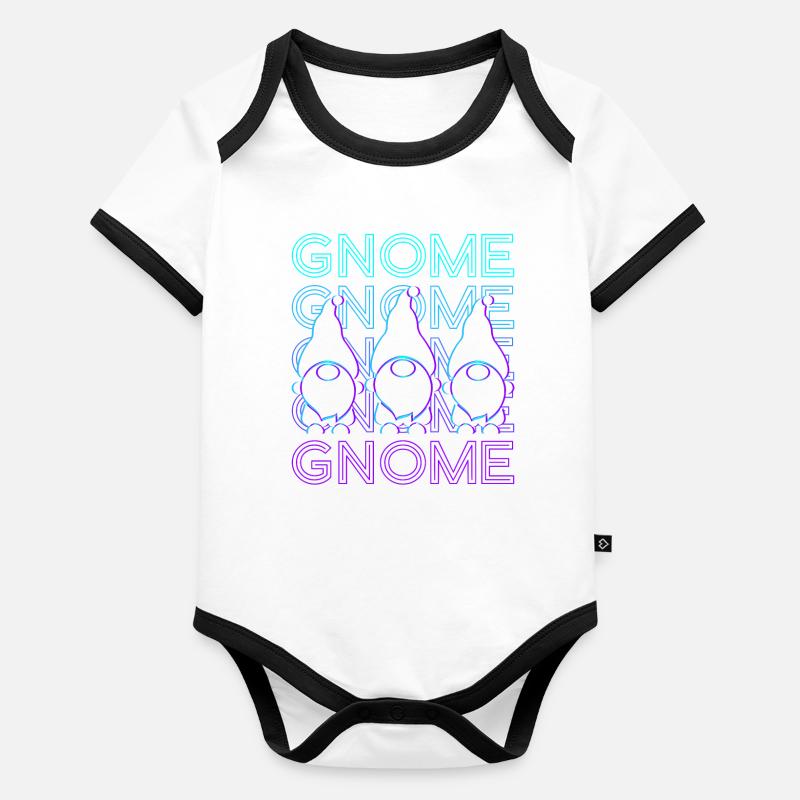 Gnome Elfe Nain Rétro Body Bébé bio contrasté manches courtes