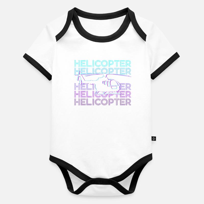 Pilote d’hélicoptère Chopper Copter Retro Body Bébé bio contrasté manches courtes
