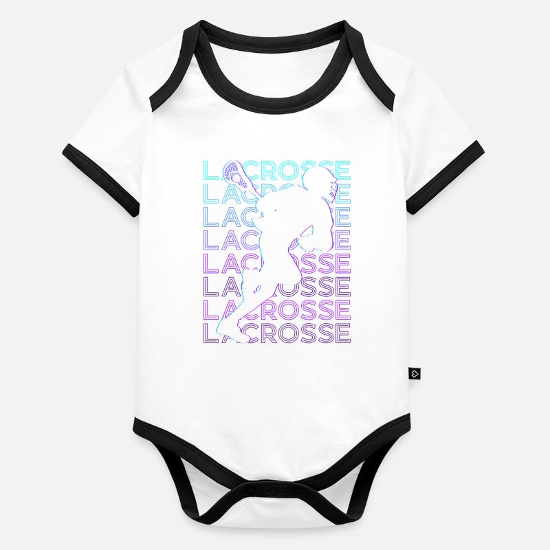 Lacrosse Player Retro Organic Baby Contrasting Bodysuit