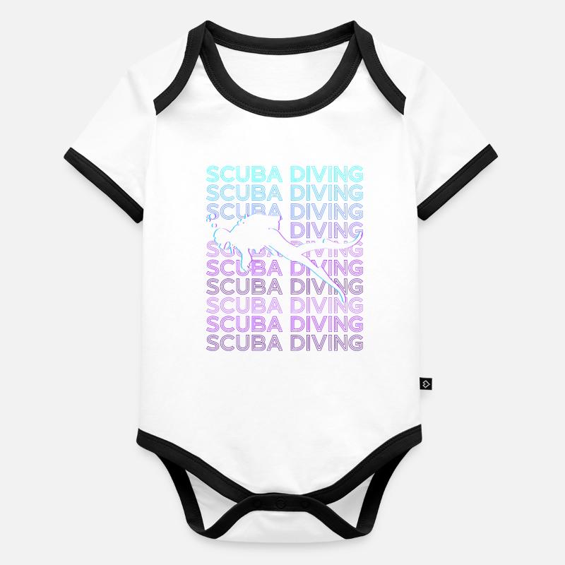 Plongée sous-marine Scuba Diver Retro Body Bébé bio contrasté manches courtes