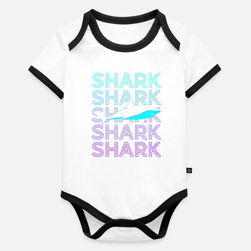 Shark Retro Organic Baby Contrasting Bodysuit