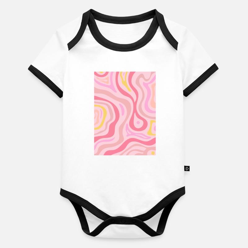 Motif abstrait esthétique pastel danois Body Bébé bio contrasté manches courtes
