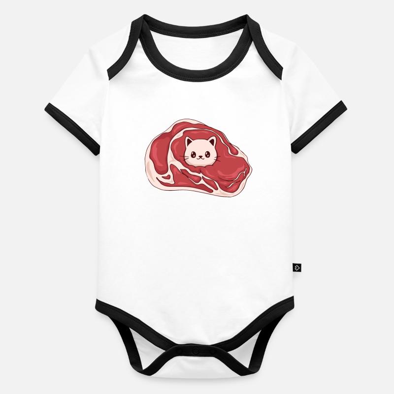 Meatcore Ästhetik Weirdcore Kawaii Katzenfleisch Baby Bio-Kurzarm-Kontrastbody